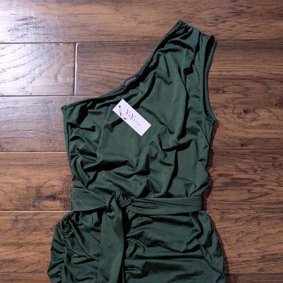 New YaYa&Co one shoulder ruched dress green size medium - Picture 4 of 16